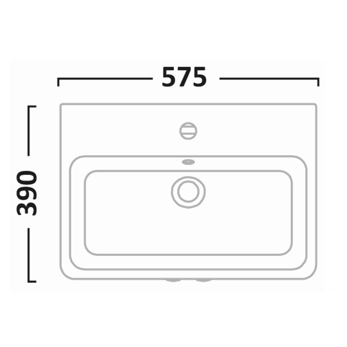 Line drawing of sink on white background