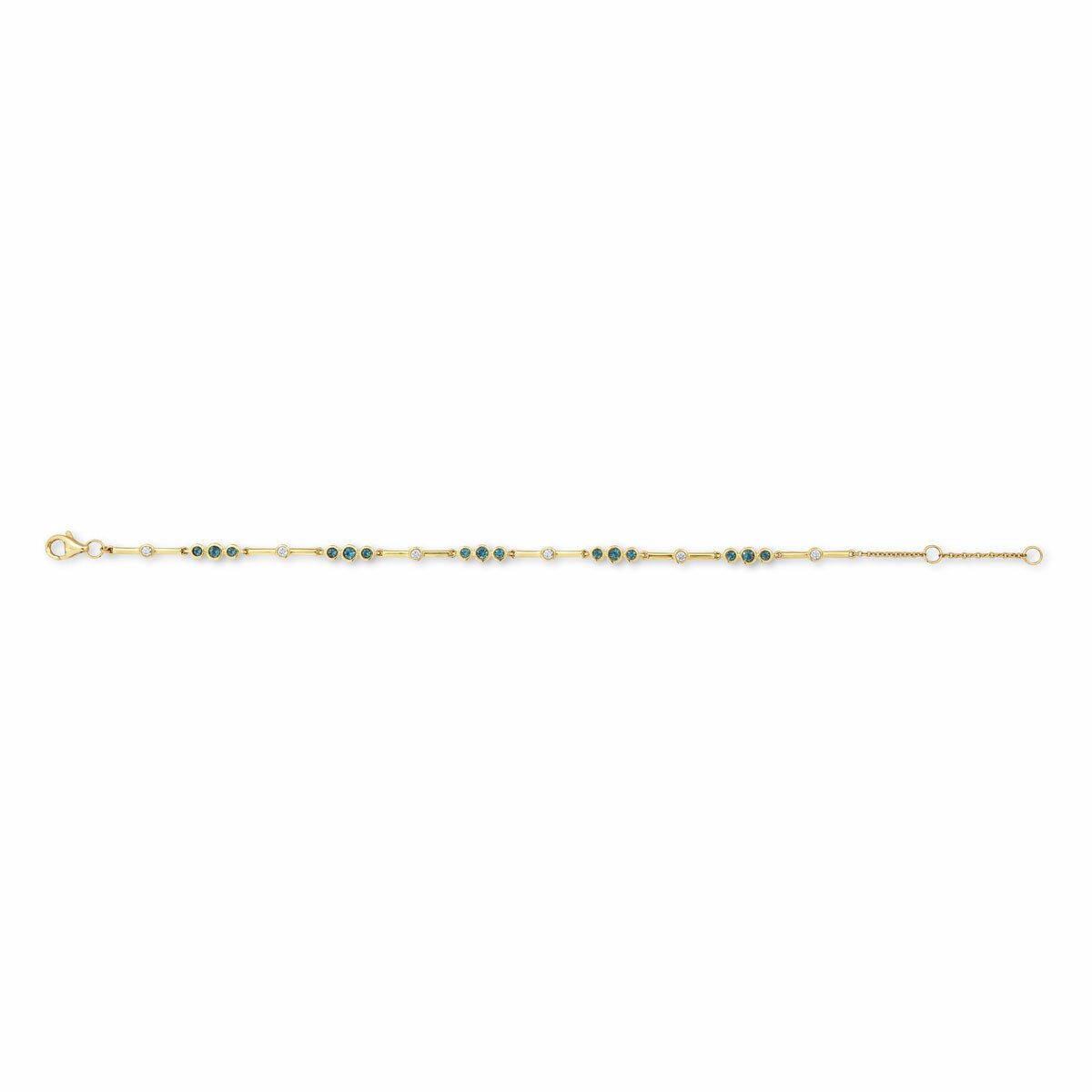 Round Cut Topaz & 0.18ctw Diamond Bracelet, 18ct Yellow Gold