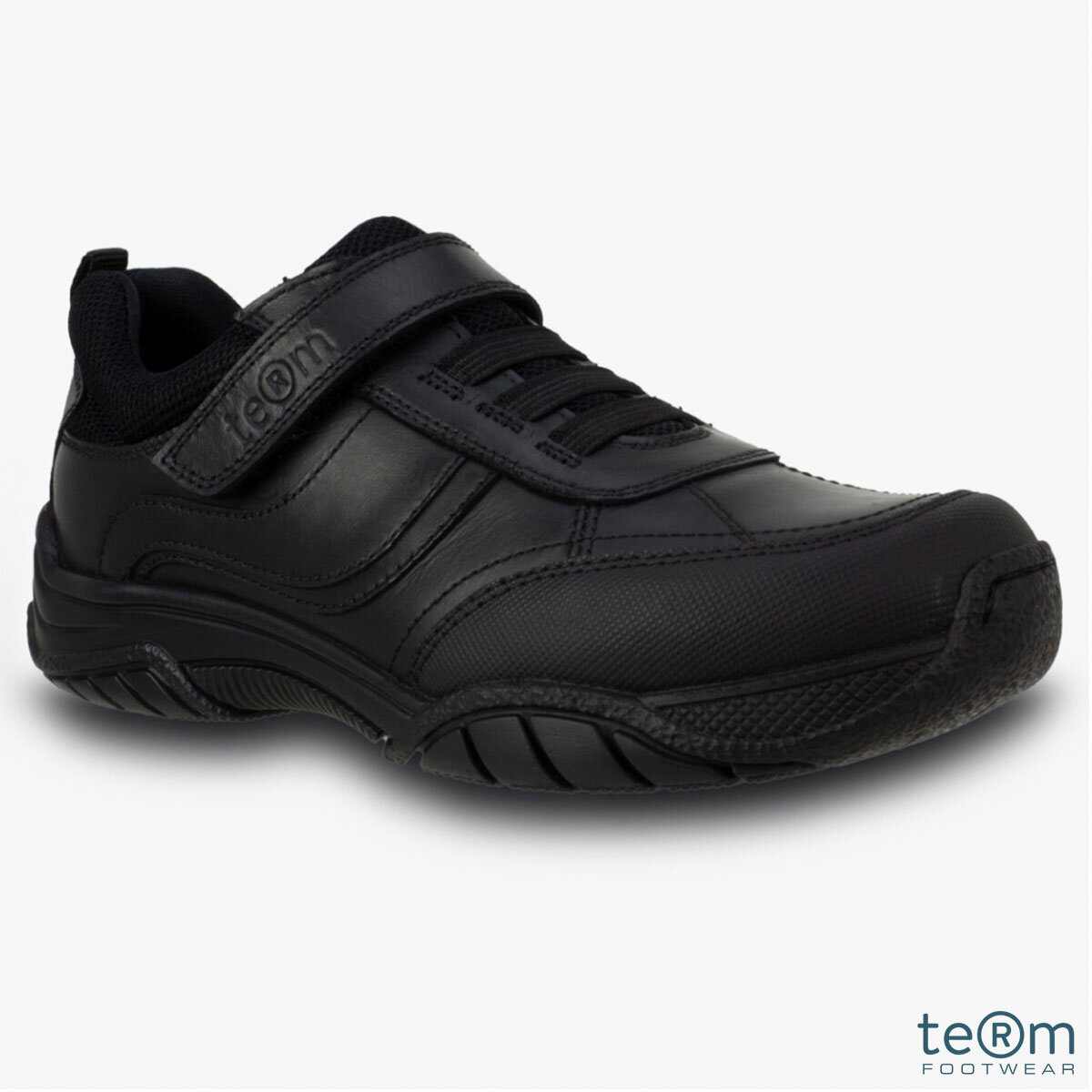 TeⓇm Maxx Single Touch Fastening Boy's School Shoes in 11 Sizes