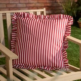 Wylder Millie Ruffle Red Striped Indoor Outdoor Cushion, 50 x 50 cm