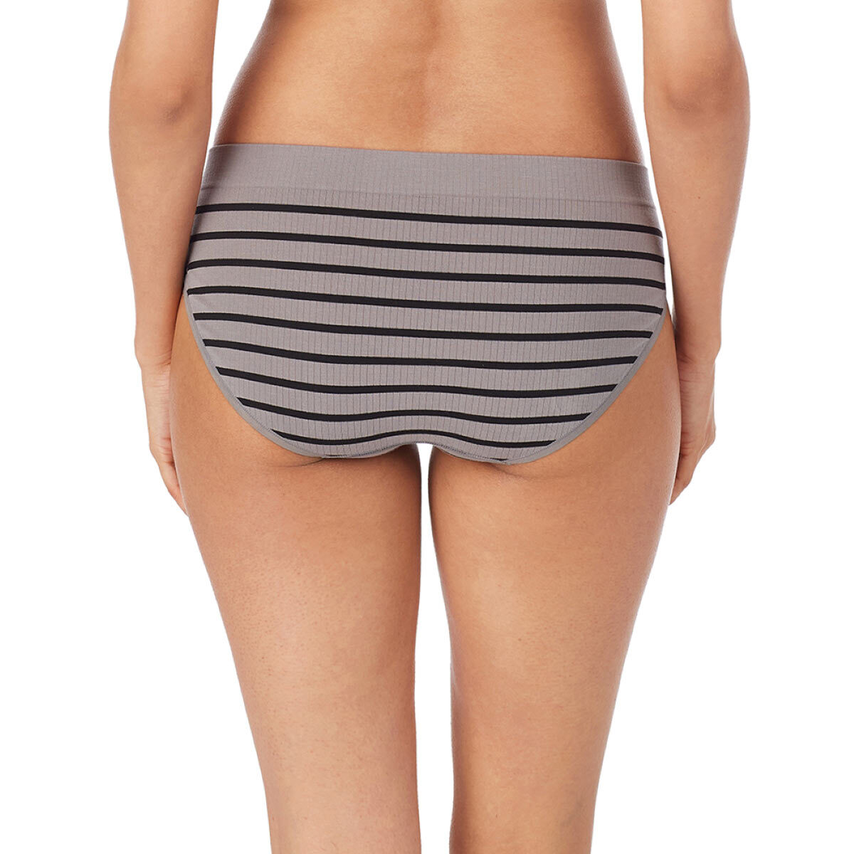 DKNY Women's Seamless Rib Knit 4 Pack Bikini Brief in Black/Grey