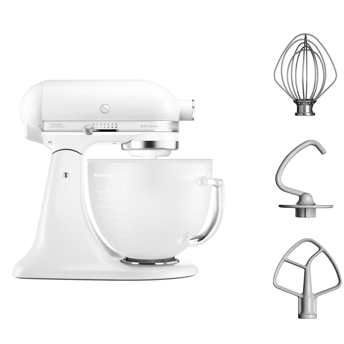 KitchenAid Artisan 4.8L TiltHead Stand Mixer Pearl White 5KSM156BFP Costco UK