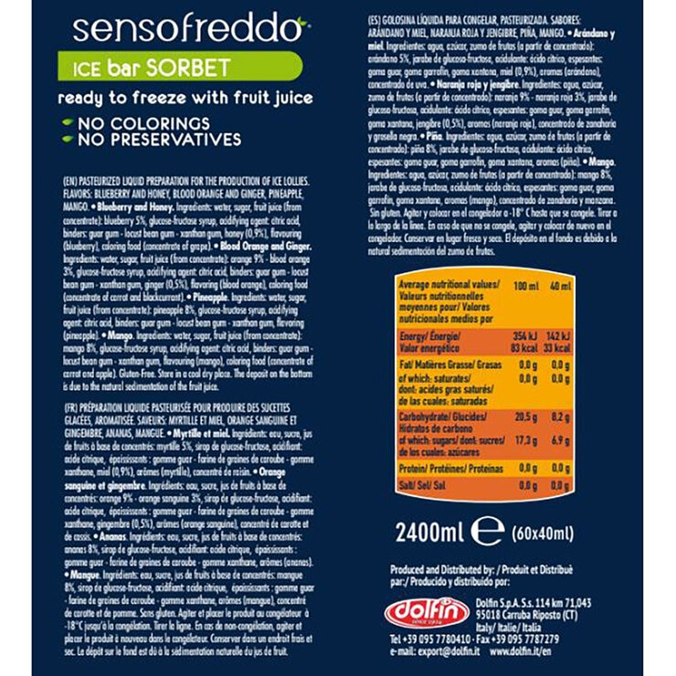 Sensofreddo Fruit Ice Lollies, 60 x 40ml