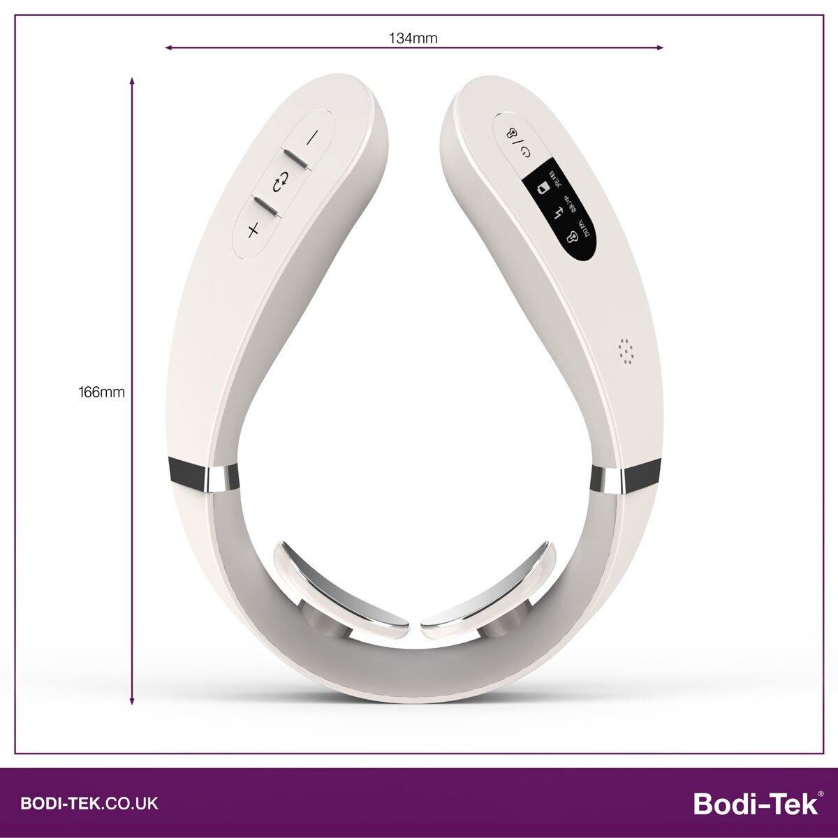 Front Profile of Bodi-Tek Neck & Shoulder Massager with dimensions