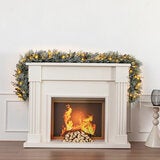 9ft Pre-Lit Flocked Garland With Twinkle LED Lights 9ft Pre-Lit Flocked Garland With Twinkle LED Lights