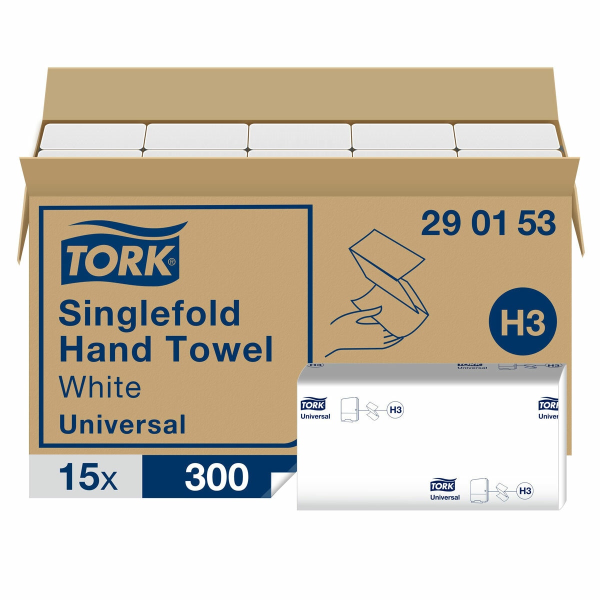 Tork Singlefold Hand Towel, 15 x 300 Sheets