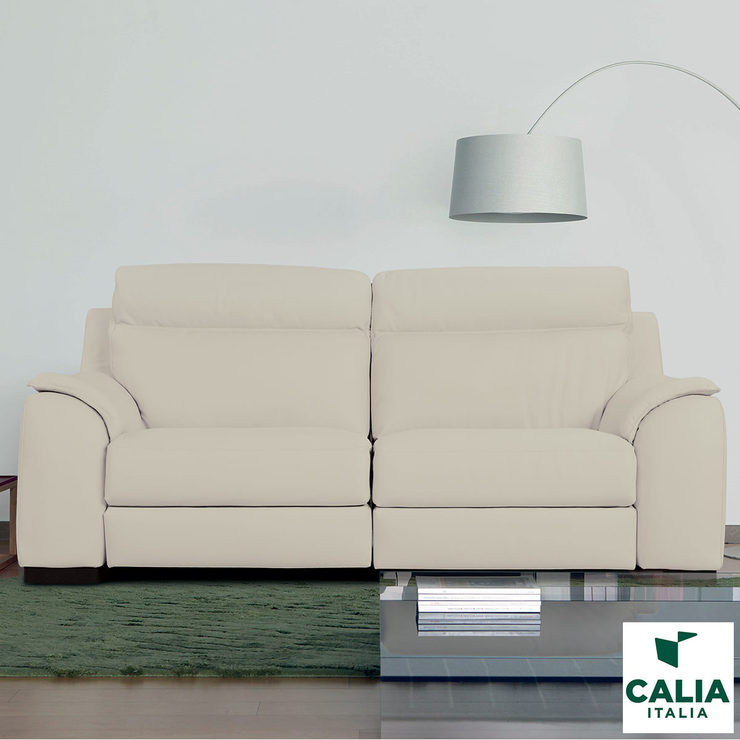 Calia Italia Cream Italian Leather Serena 3 Seater Power Recliner Sofa Costco Uk
