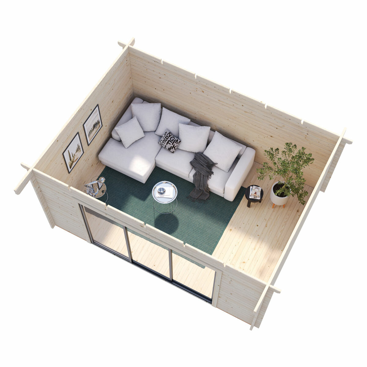 Palmako Lea 44mm Wooden Log Cabin in Natural Wood Colour 14ft 7" x 10ft 8" (4.5m x 3.3m)