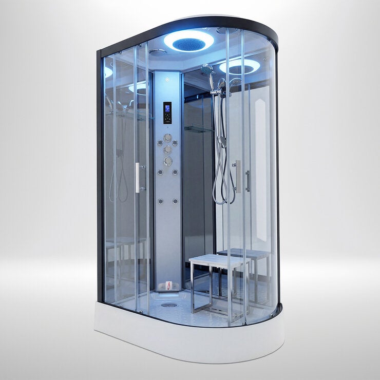 Insignia Diamond 1100mm Offset Quadrant Steam Shower with Black Frame