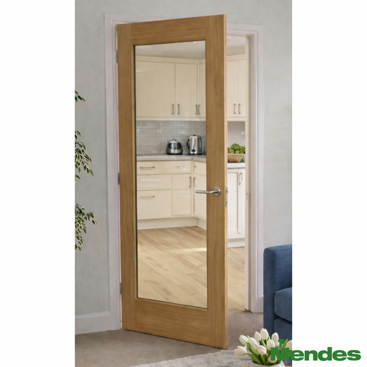 Mendes Internal Prefinished Internal Door - Oak Wiltshire Glazed in 3 Sizes
