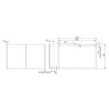 Line drawing of cabinet on white background with dimensions