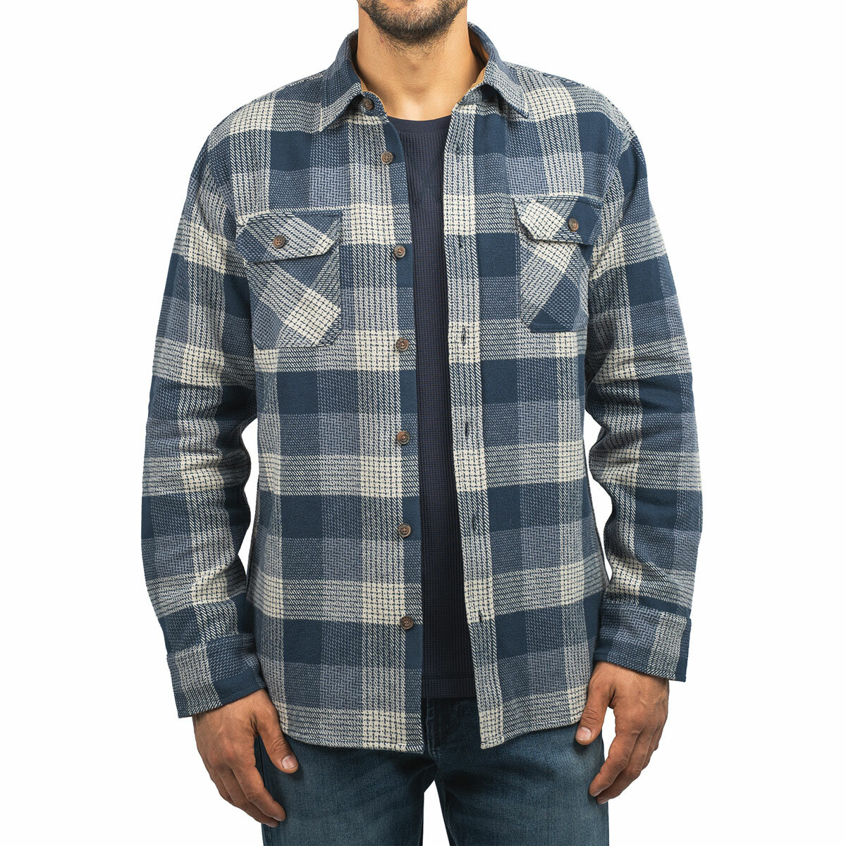 Jachs Mens Flannel Shirt & Thermal 2 Pack in Navy Jachs Mens Flannel Shirt & Thermal 2 Pack in Navy