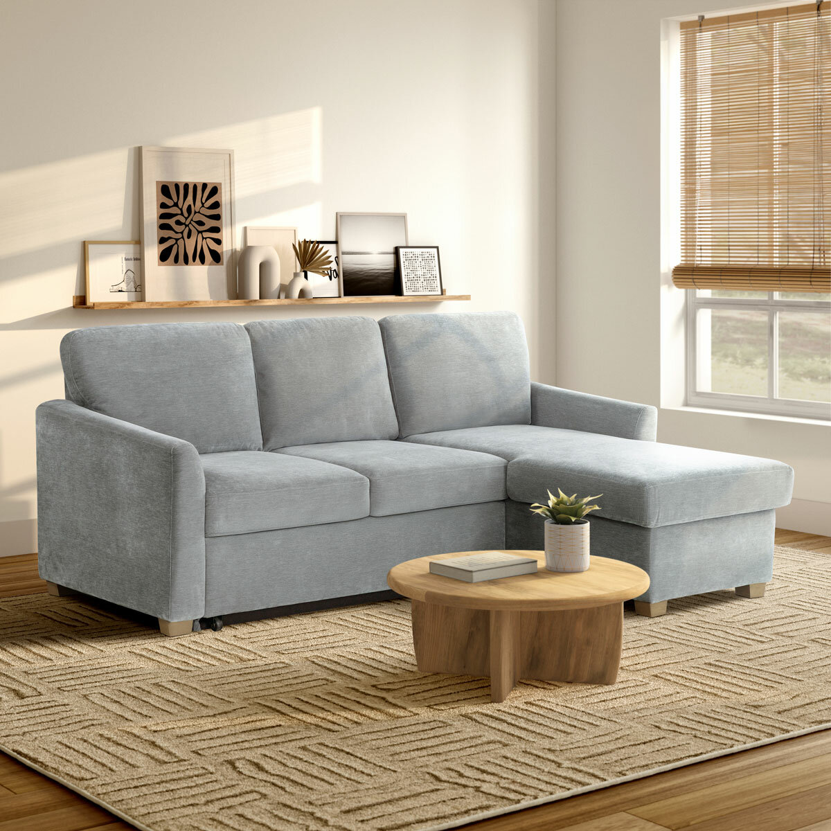 Coddle Cameron Fabric Sofa Bed with Reversible Chaise, Grey Coddle Cameron Fabric Sofa Bed with Reversible Chaise, Grey