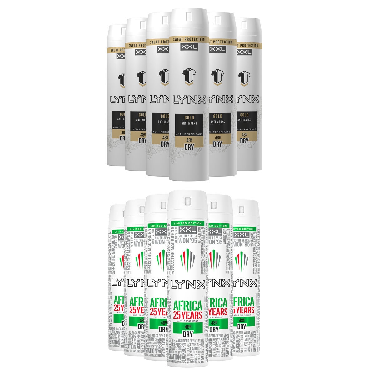 Lynx Antiperspirant in 2 Varieties, 6 x 250ml