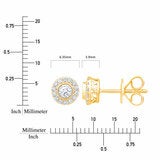 0.22ctw Round Brilliant Cut Diamond Halo Earrings, 14ct Yellow Gold 0.22ctw Round Brilliant Cut Diamond Halo Earrings, 14ct Yellow Gold