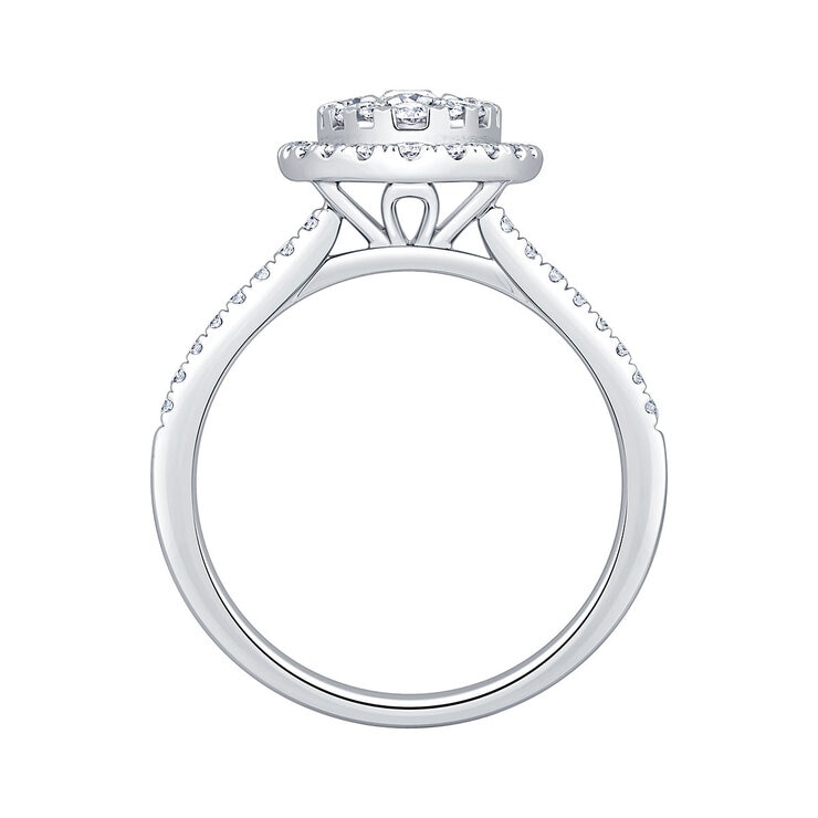 1.00ctw Round Brilliant Cut Diamond Cluster Ring, 14ct White Gold