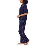 Room Service Notch Collar 2 Piece PJ Set in Navy