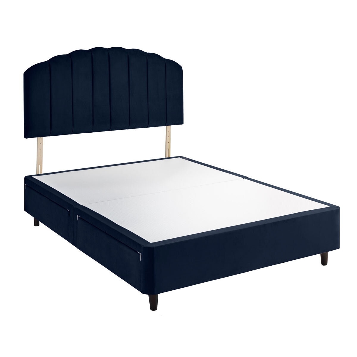 Silentnight Velvet 4 Drawer Divan Base with Merlin Headboard in Maritime in 3 Sizes