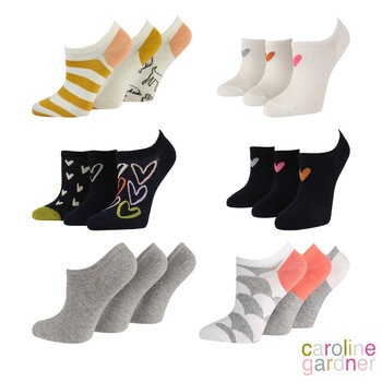 Caroline Gardner Ladies Trainer Sock, 6 Pack