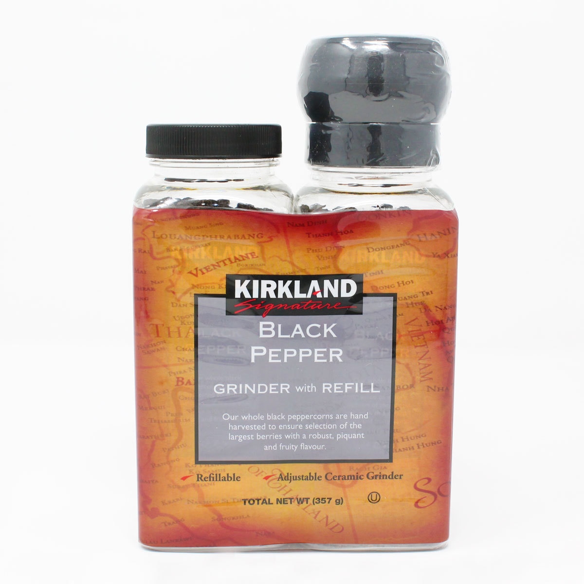 Kirkland Signature Black Pepper Grinder with Refill, 357g, Pack of 2