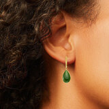 Green Jade Earrings, 14ct Yellow Gold