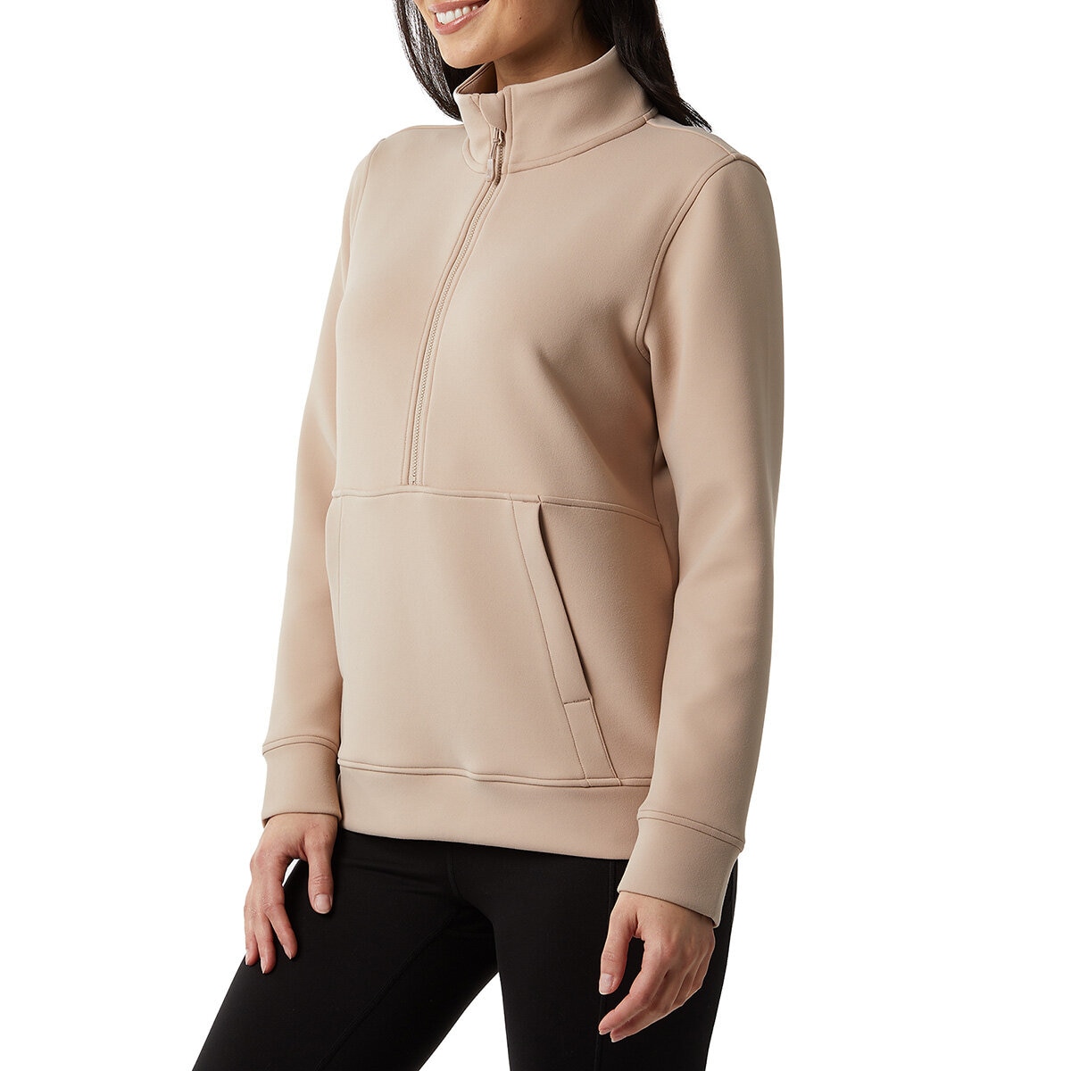 32 Degrees Women's Sueded Tech 1/2 Zip Sweatshirt in Beige