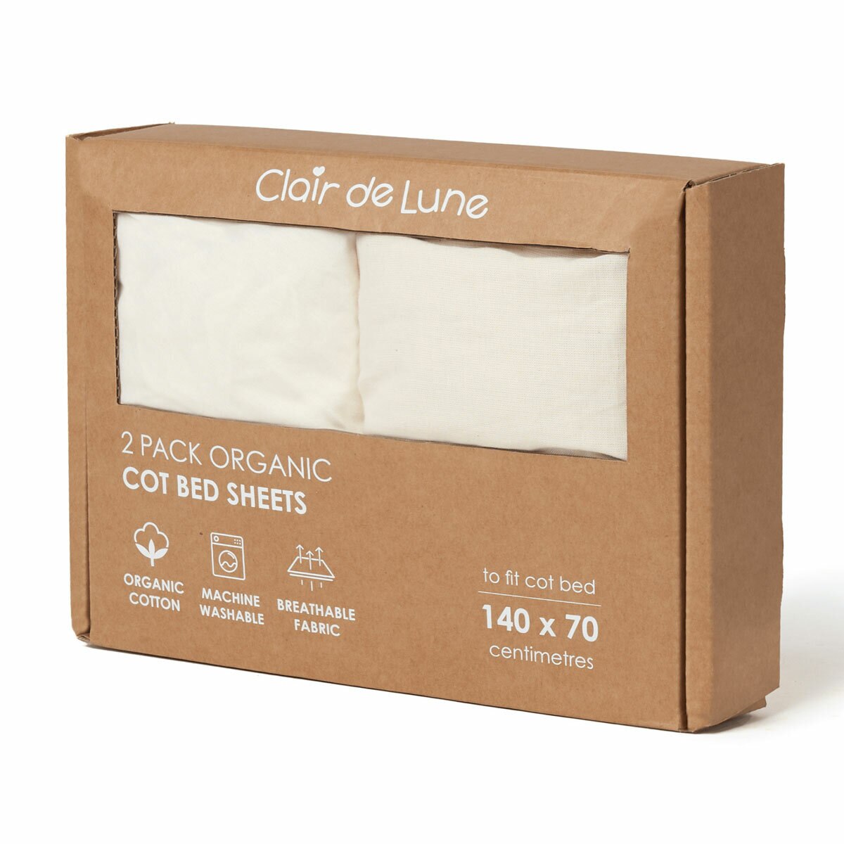 Clair De Lune Organic Cotton Cot Bed Sheets, 2 Pack