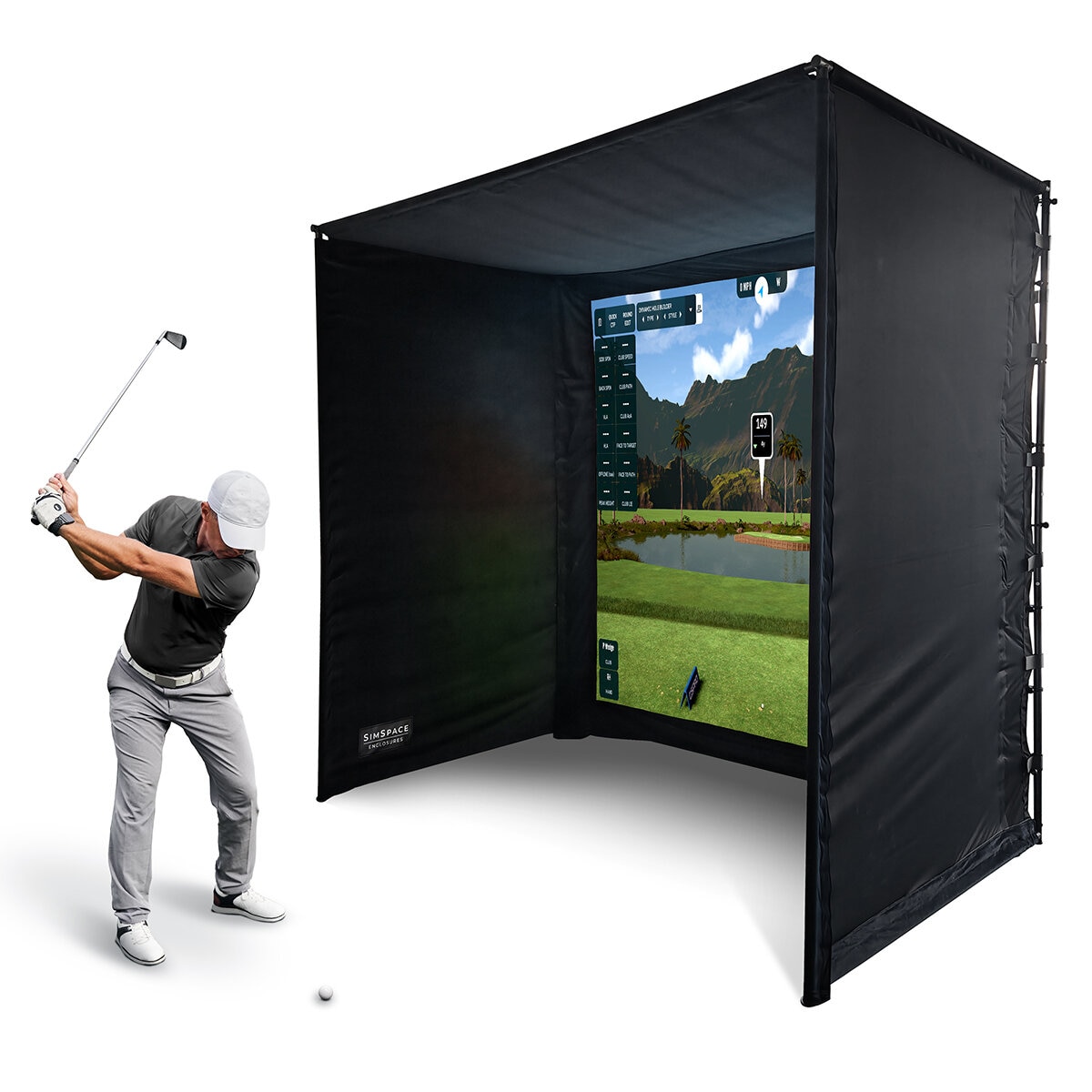 Studio image of the SimSpace Golf Enclosure in use