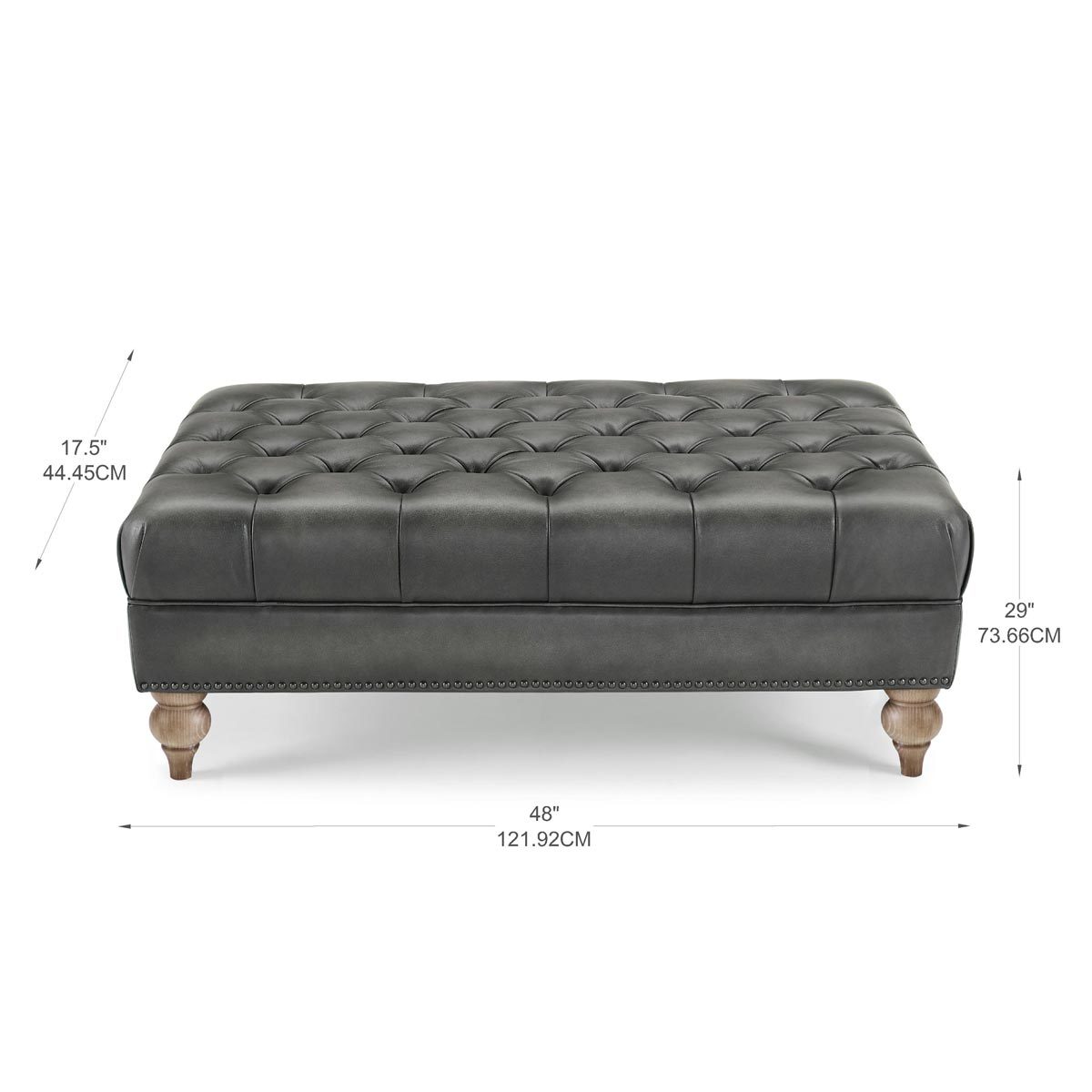 Allington Grey Leather Chesterfield Footstool