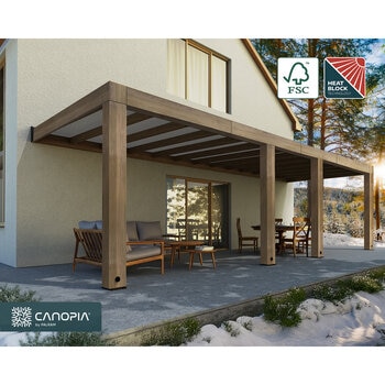 Palram Canopia Helsinki 9ft 10" x 28ft 3" (3m x 8.6m) Cedar Wood Patio Cover