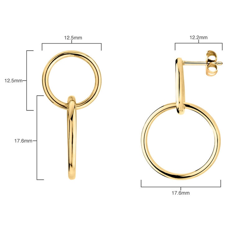 14ct Yellow Gold Interlocking Hoop Earrings