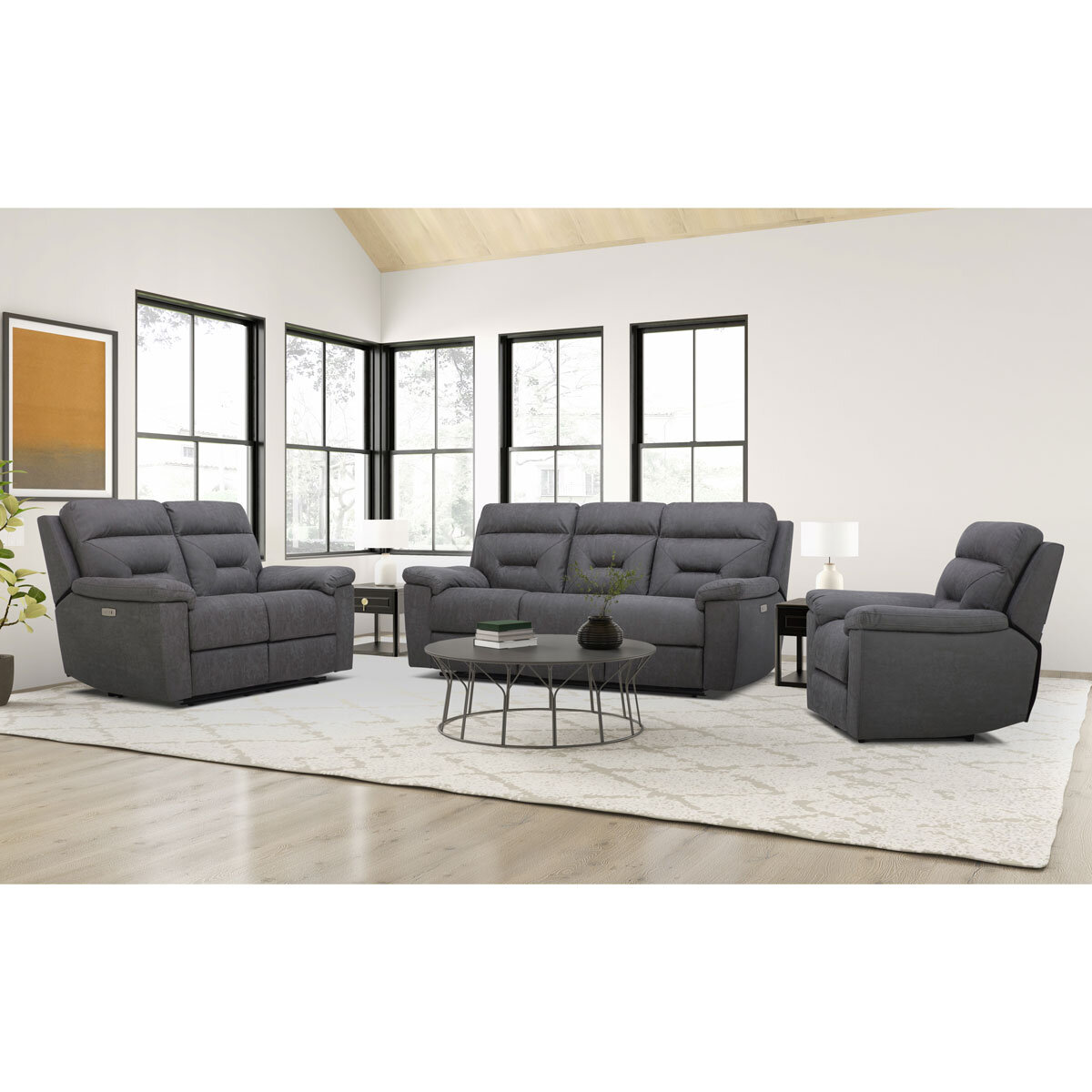 Gilman Creek Justin Grey Fabric Power Reclining 2 Seater Sofa