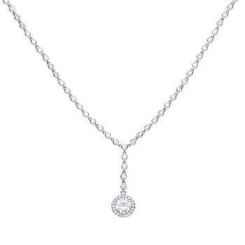 DiamonFire Sterling Silver 3.65ct Pave Set Cubic Zirconia Drop Necklace