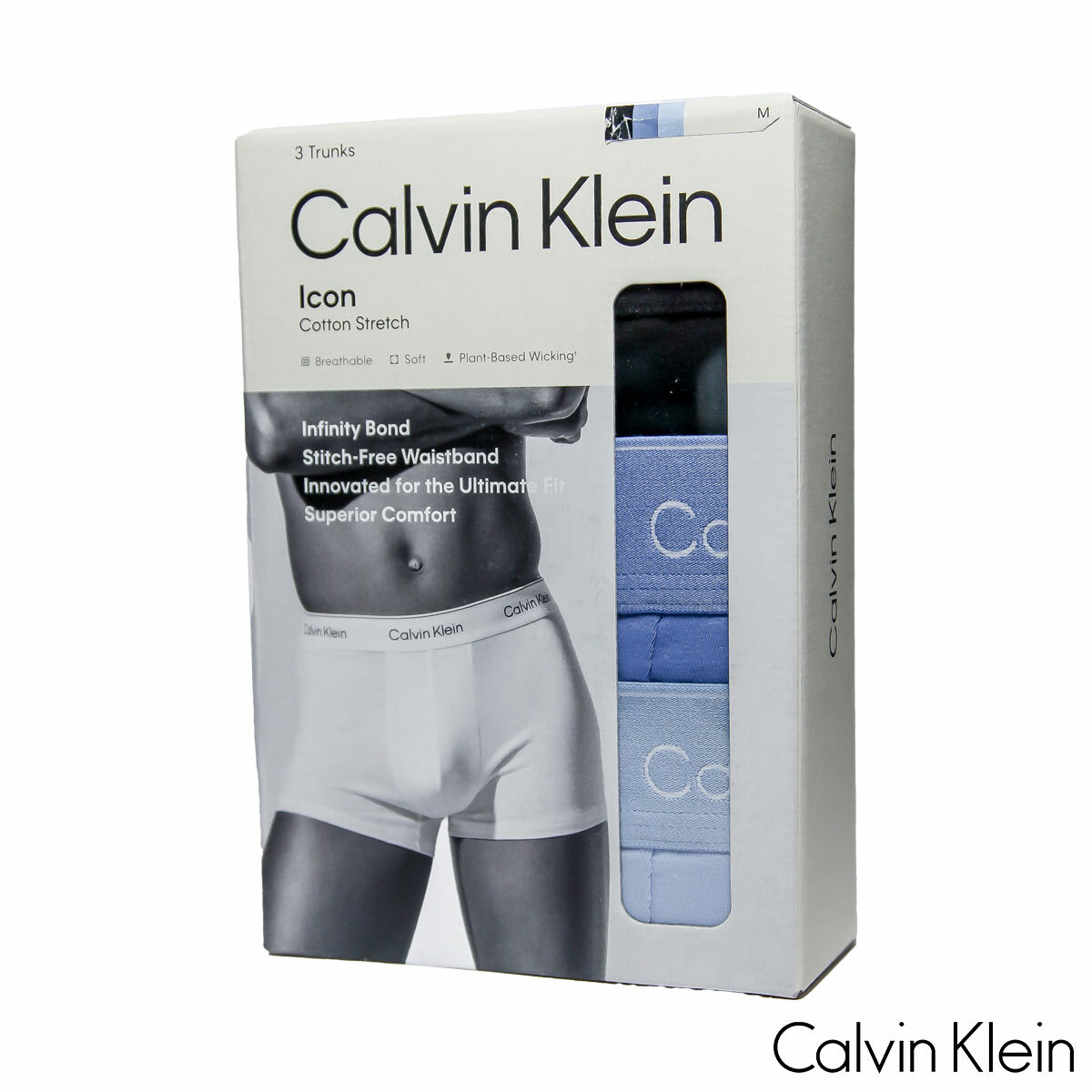 Calvin Klein Icon Trunks 3 Pack in Black/Blue