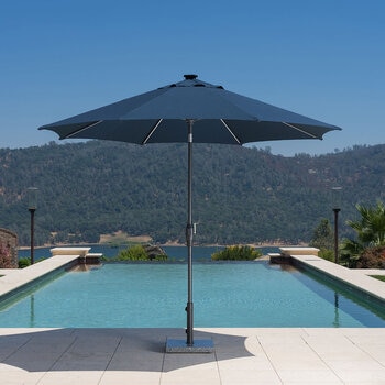 SunVilla 10ft (3m) Solar LED Round Market Umbrella in Blue