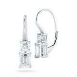 1.80ctw Round Brilliant and Emerald Cut Diamond Earrings, 18ct White Gold