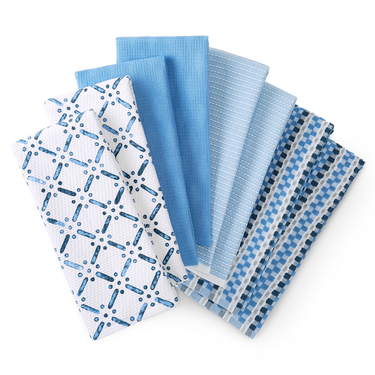 KitchenAid Printed Kitchen Towels Set 8 Pack in Blue