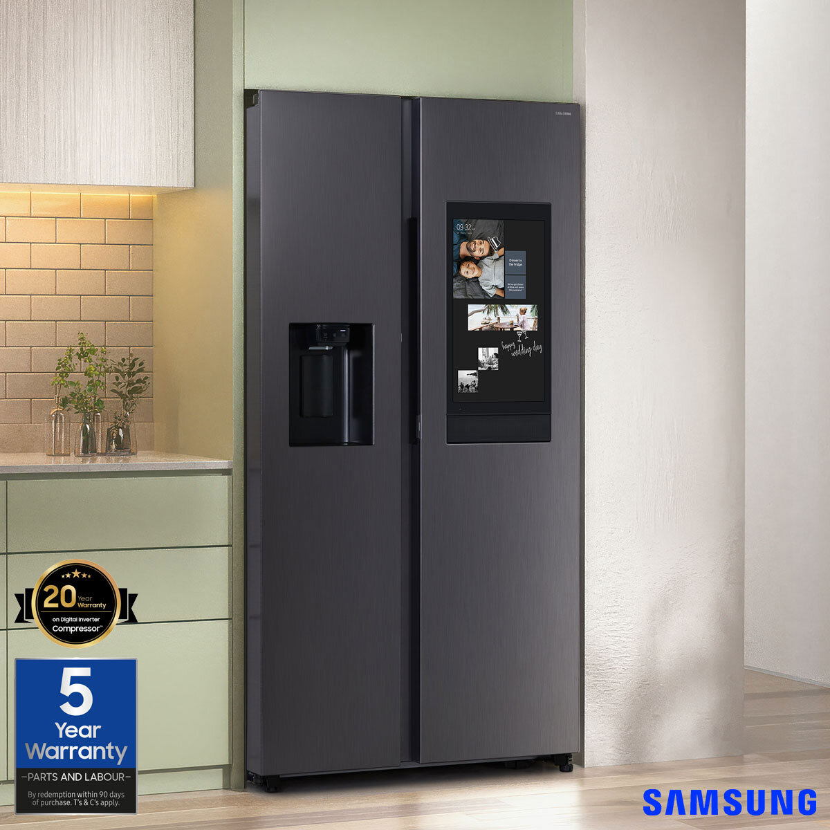 Samsung RS90F66BEFEU, Side by Side Fridge Freezer, E Rated in Black