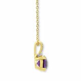 Round Cut Amethyst & 0.09ctw Diamond Pendant, 18ct Yellow Gold