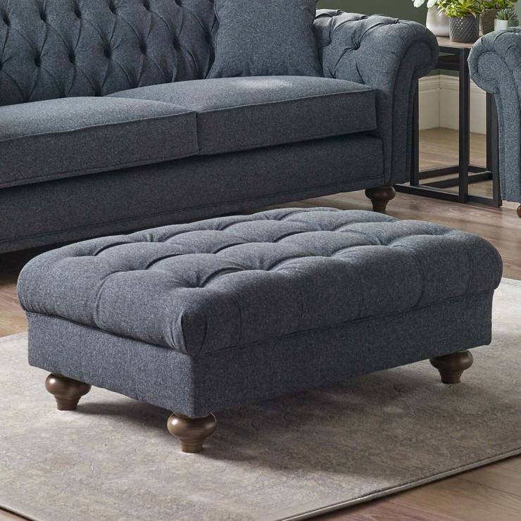 Bordeaux Button Back Fabric Footstool in 2 Colours Costco UK