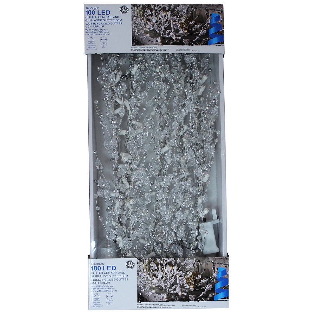 thumbnail image 2 of Vintage GE Glitter Gem Garland Christmas Lights - 100 Warm White Incandescent Bulbs - 9 Ft 2 of 4