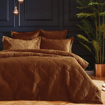 Kensington Rust Velvet 3 Piece Bed Set in 3 Sizes
