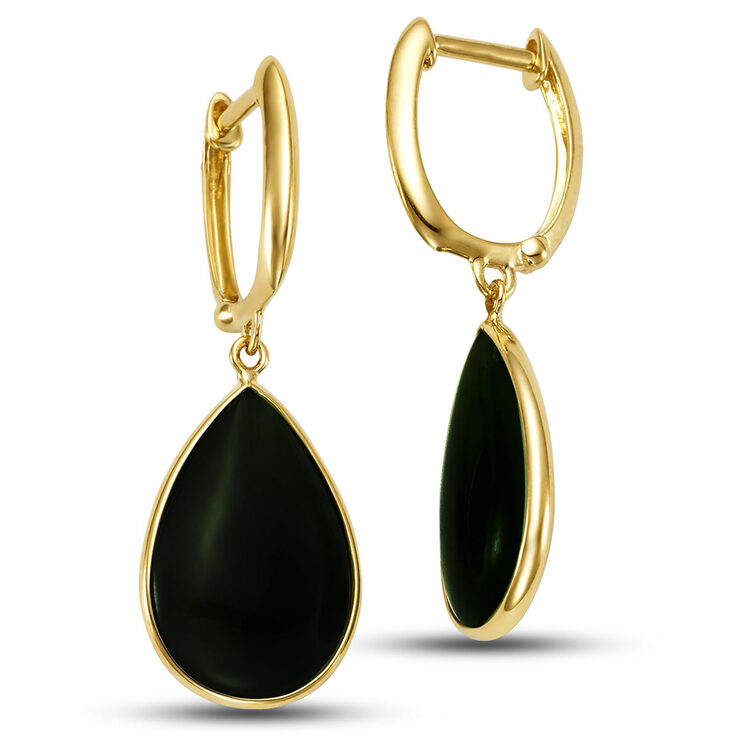 Black Onyx Earrings, 14ct Yellow Gold | Costco UK