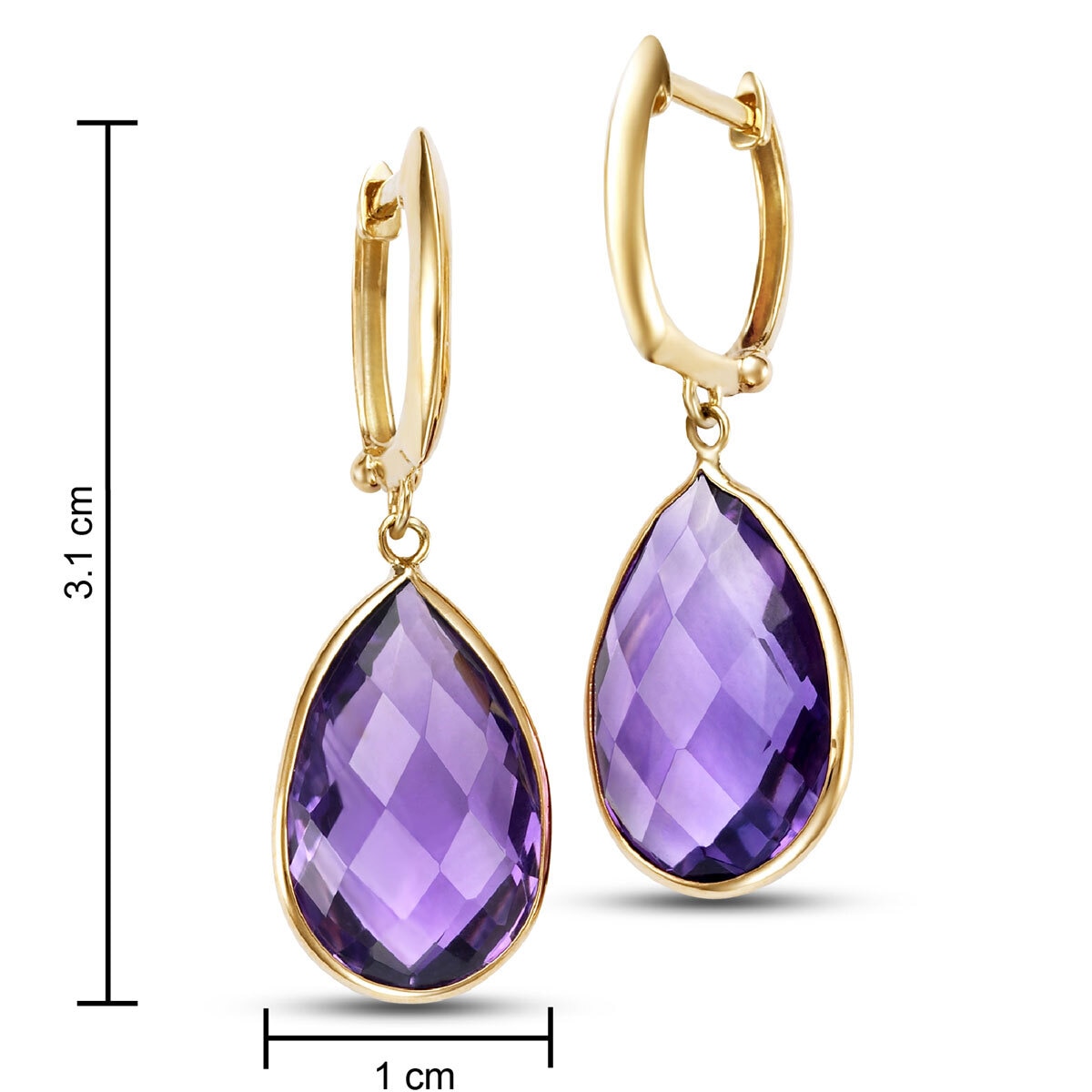 Amethyst Earrings, 14ct Yellow Gold