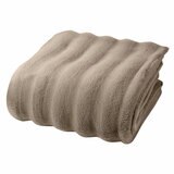 Colour Your Home Stripe Faux Rabbit Fur Blanket in Taupe, 248 x 233cm
