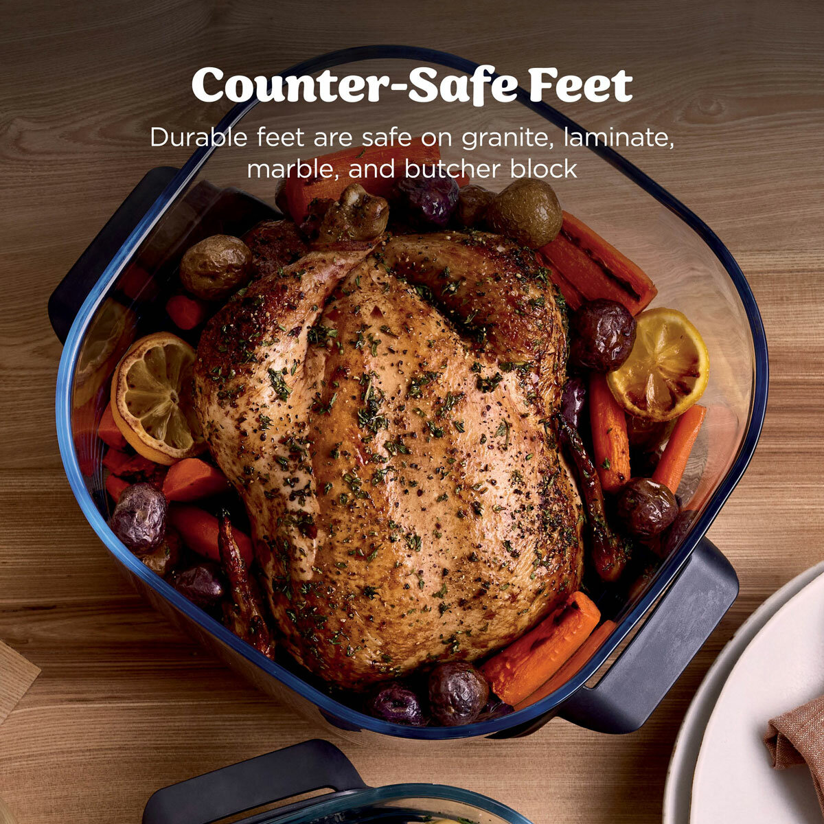 Lifestyle image with counter safe feet