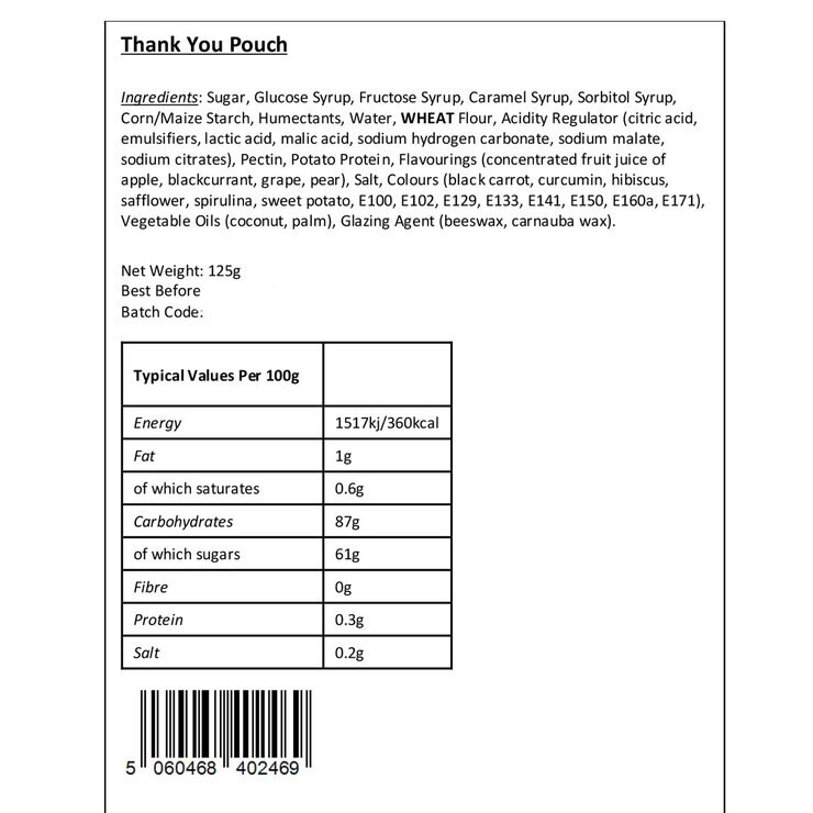 SugarSin 'Thank You' Pick 'n' Mix Pouches Letterbox Gift in Blue SugarSin 'Thank You' Pick 'n' Mix Pouches Letterbox Gift in Blue