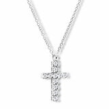 0.16ctw Round Brilliant Cut Diamond Cross Pendant, 18ct White Gold