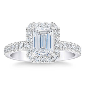 2.65ctw Emerald Cut Diamond Halo Ring, Platinum