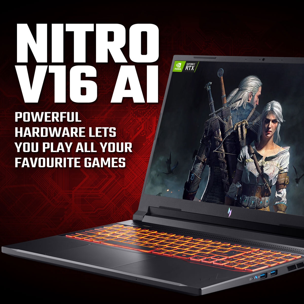 Acer Nitro V16, AMD Ryzen 7, 16GB RAM, 1TB SSD, NVIDIA GeForce RTX 5070, 16 Inch Gaming Laptop, NH.QYYEK.002